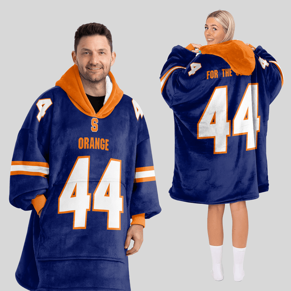Adult #44 Navy Syracuse Football Unisex Blanket Hoodie