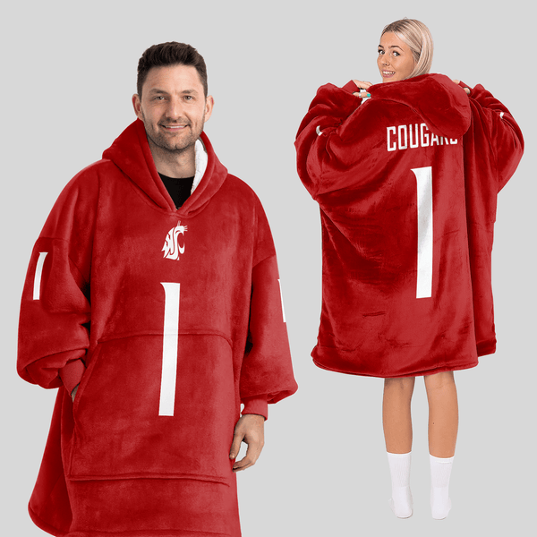 Adult #1 Washington State Football Unisex Blanket Hoodie