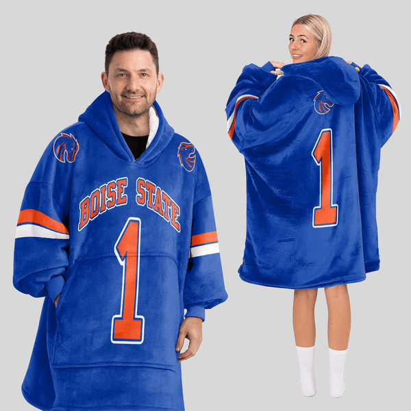 Adult #1 Boise State Football Unisex Blanket Hoodie