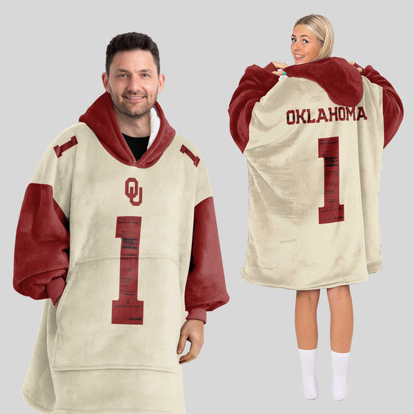 Adult #1 Oklahoma Football Unisex Blanket Hoodie