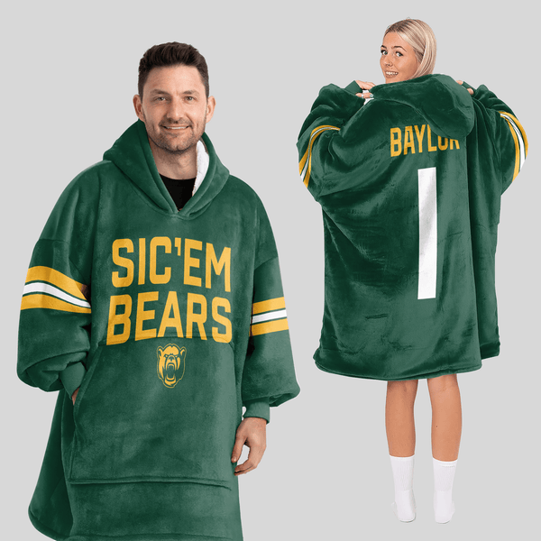 Adult #1 Baylor Football Unisex Blanket Hoodie