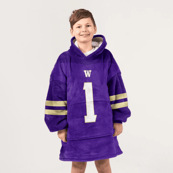 Kid 1 Washington Football Unisex Blanket Hoodie