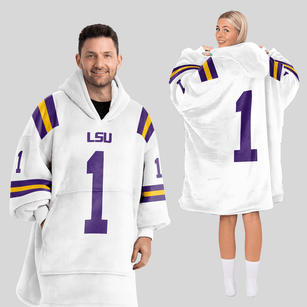 Adult #1 LSU Football Unisex Blanket Hoodie