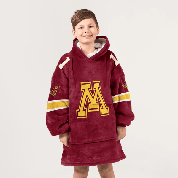 Kid 1 Minnesota Football Unisex Blanket Hoodie