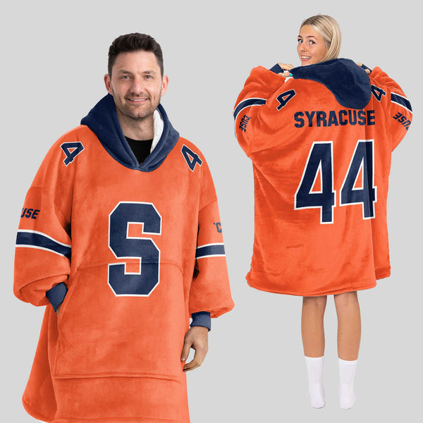 Adult #44 Navy Syracuse Football Unisex Blanket Hoodie