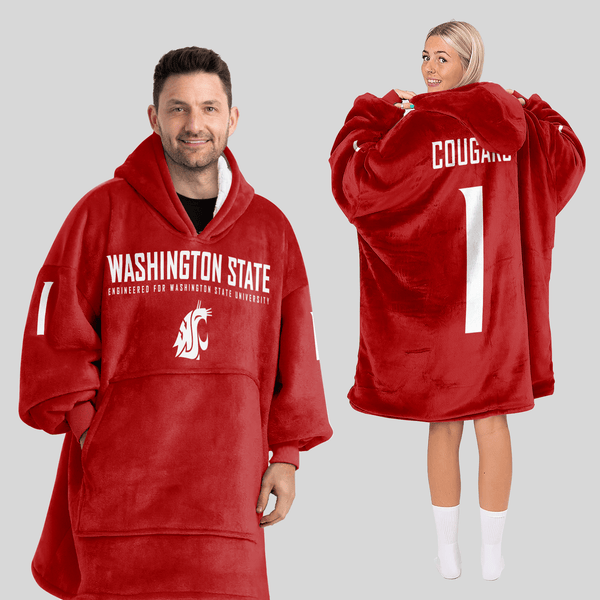 Adult #1 Washington State Football Unisex Blanket Hoodie