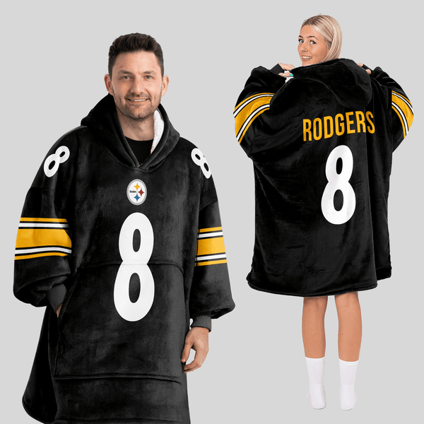 T.J.W 8 Pittsburgh Football Unisex Blanket Hoodie
