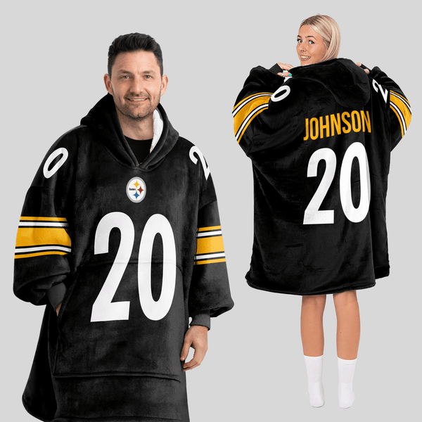 Adult 20 Pittsburgh Football Unisex Blanket Hoodie