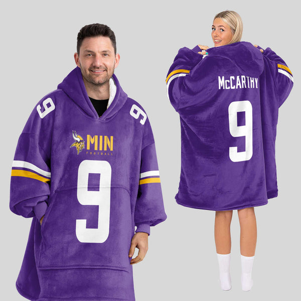 Adult 9 Minnesota Football Unisex Blanket Hoodie