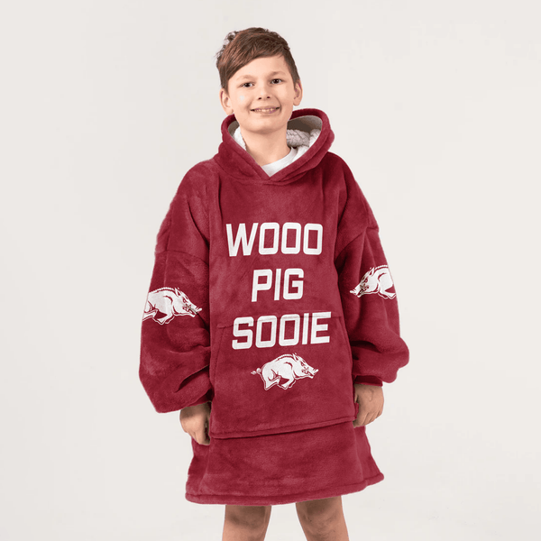 Kid Arkansas Football Unisex Blanket Hoodie