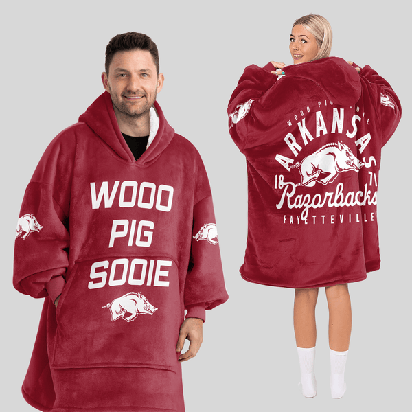 Adult Arkansas Football Unisex Blanket Hoodie