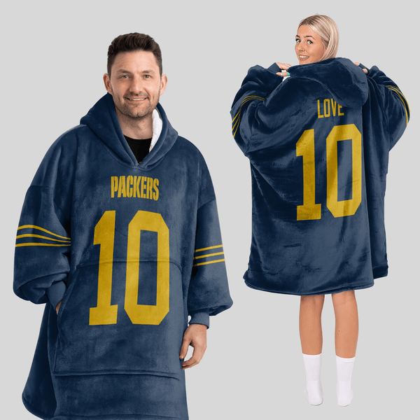 Adult J.L 10 Green Bay Football Unisex Blanket Hoodie
