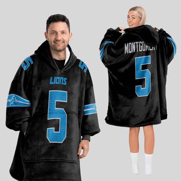 Adult 5 Detroit Football Unisex Blanket Hoodie