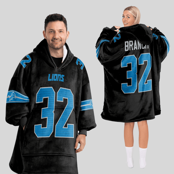 Adult 32 Detroit Football Unisex Blanket Hoodie