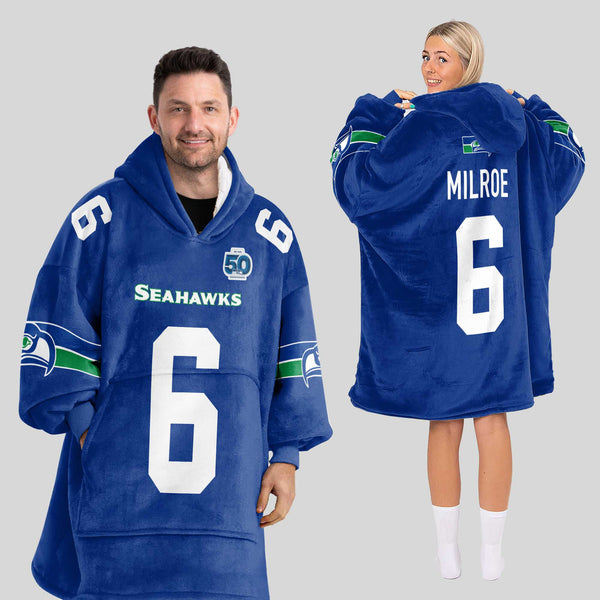 Adult 6 Seattle Football Unisex Blanket Hoodie
