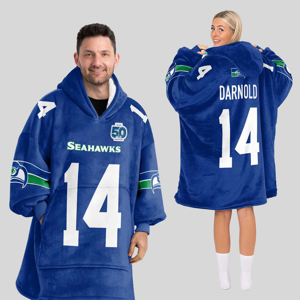 Adult 14 Seattle Football Unisex Blanket Hoodie