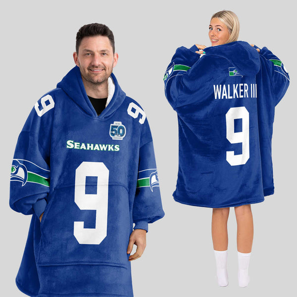 Adult 9 Seattle Football Unisex Blanket Hoodie