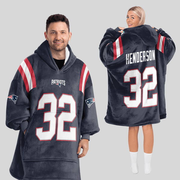 Adult 32 New England Football Unisex Blanket Hoodie