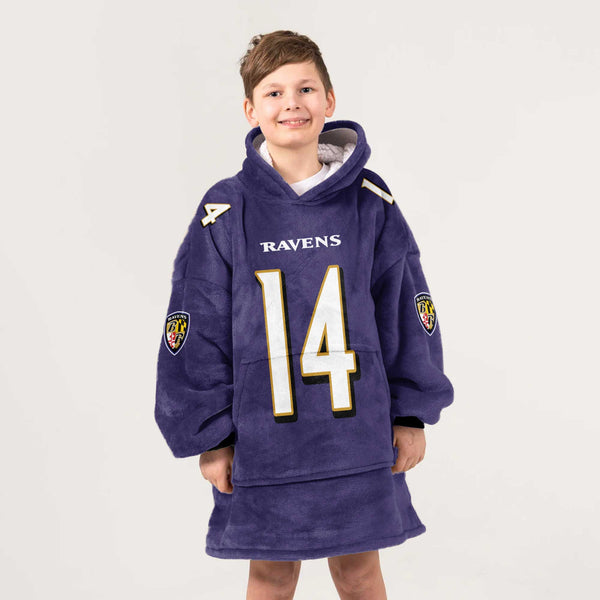 Kid 14 Baltimore Football Unisex Blanket Hoodie