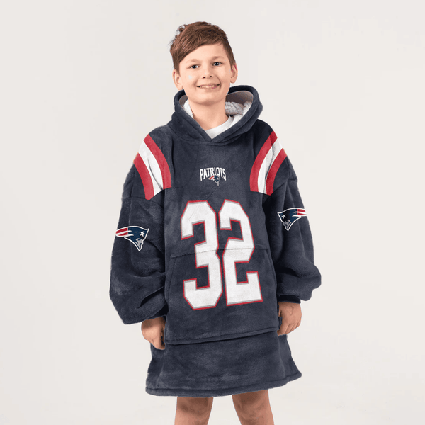 Kid 32 New England Football Unisex Blanket Hoodie