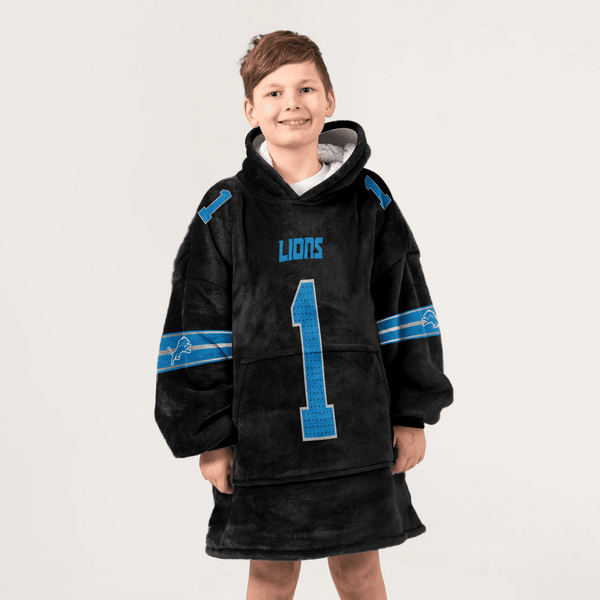 Kid 1 Detroit Football Unisex Blanket Hoodie