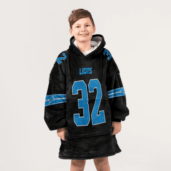 Kid 32 Detroit Football Unisex Blanket Hoodie