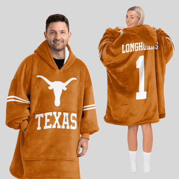 Adult 1 Texas Football Unisex Blanket Hoodie