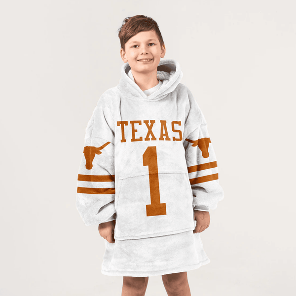 Kid 1 Texas Football Unisex Blanket Hoodie