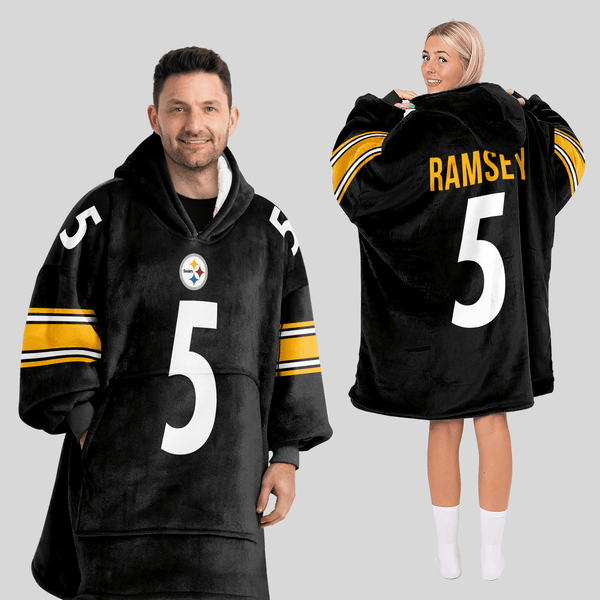 Adult 5 Pittsburgh Football Unisex Blanket Hoodie