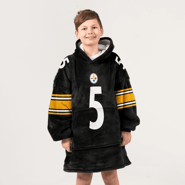 Kid 5 Pittsburgh Football Unisex Blanket Hoodie
