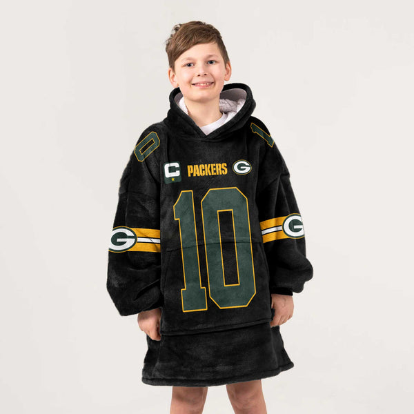 Kid J.L 10 Captain Green Bay Football Unisex Blanket Hoodie