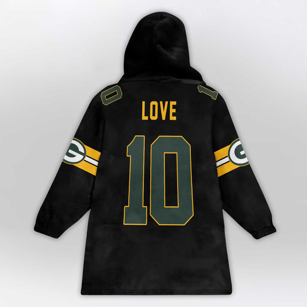 Adult J.L 10 Captain Green Bay Football Unisex Blanket Hoodie