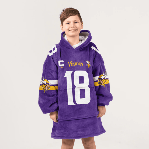 Kid 18 Minnesota Football Unisex Blanket Hoodie