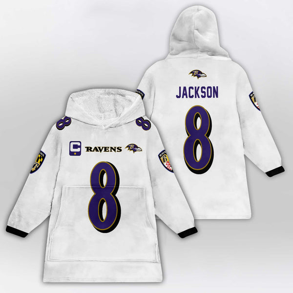 Captain L.J 8 Baltimore Football Unisex Blanket Hoodie