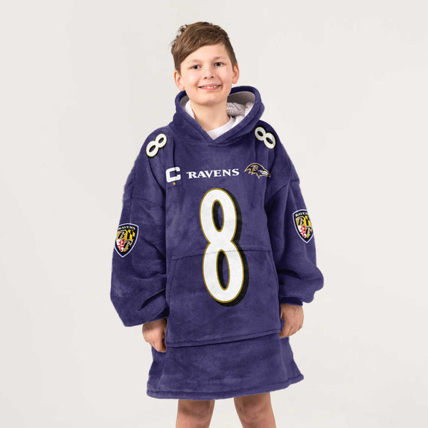Kid 8 Baltimore Football Unisex Blanket Hoodie