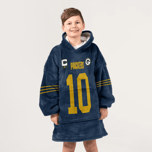 Kid J.L 10 Captain Green Bay Football Unisex Blanket Hoodie