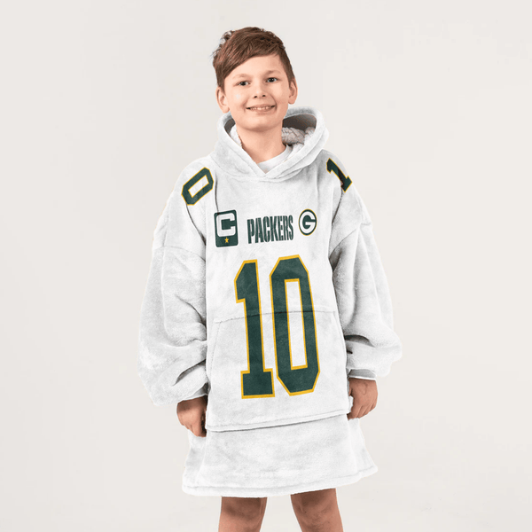Kid J.L 10 Captain Green Bay Football Unisex Blanket Hoodie