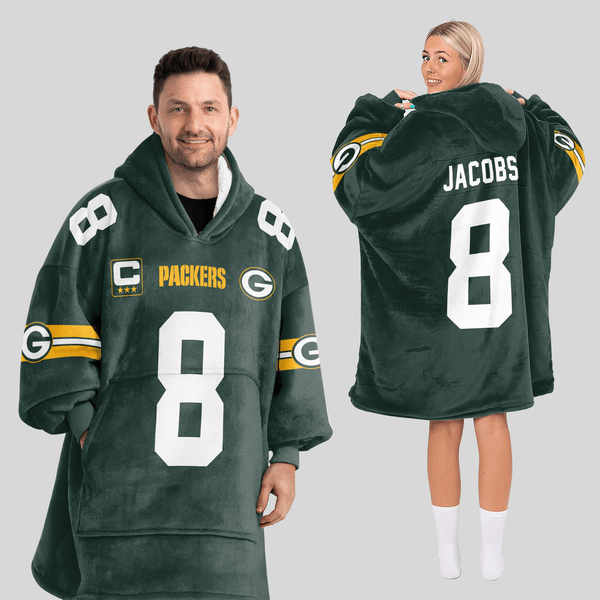 Adult J.J 8 Captain Green Bay Football Unisex Blanket Hoodie