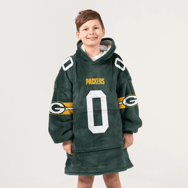 Kid 0 Green Bay Football Unisex Blanket Hoodie