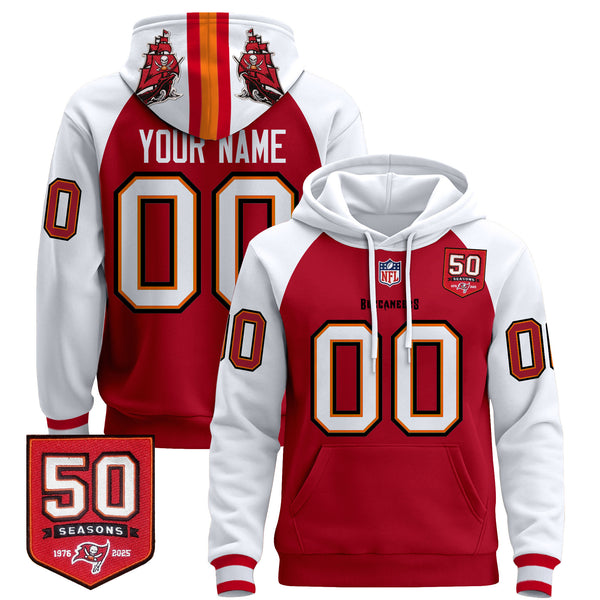 Tampa Bay Buccaneers 50th Season Patch Premium Custom Pullover Hoodie - All Print