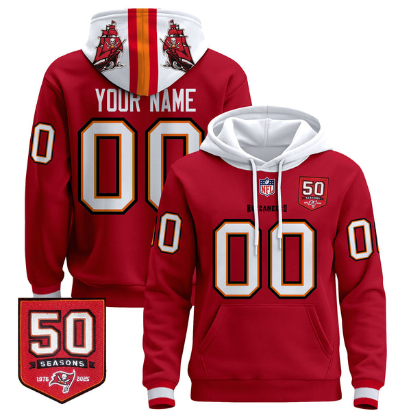Tampa Bay Buccaneers 50th Season Patch Premium Custom Pullover Hoodie - All Print