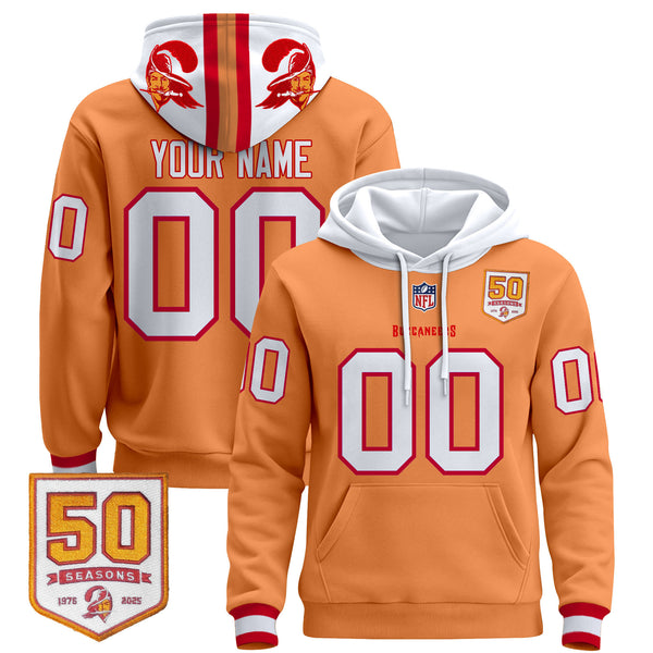 Tampa Bay Buccaneers 50th Season Patch Premium Custom Pullover Hoodie - All Print