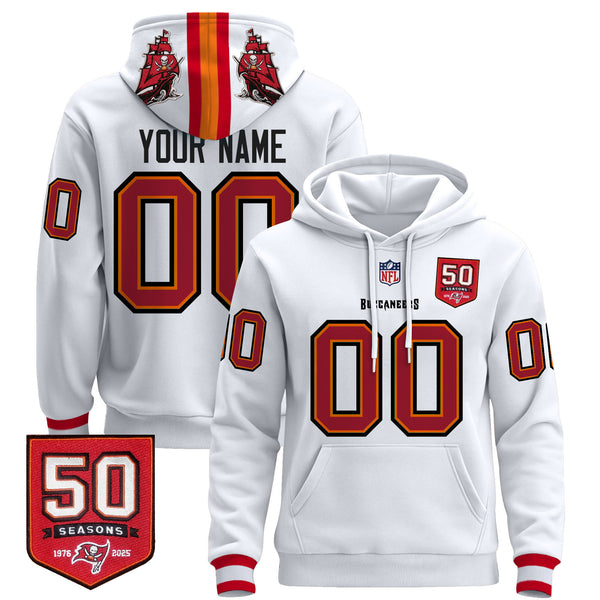 Tampa Bay Buccaneers 50th Season Patch Premium Custom Pullover Hoodie - All Print