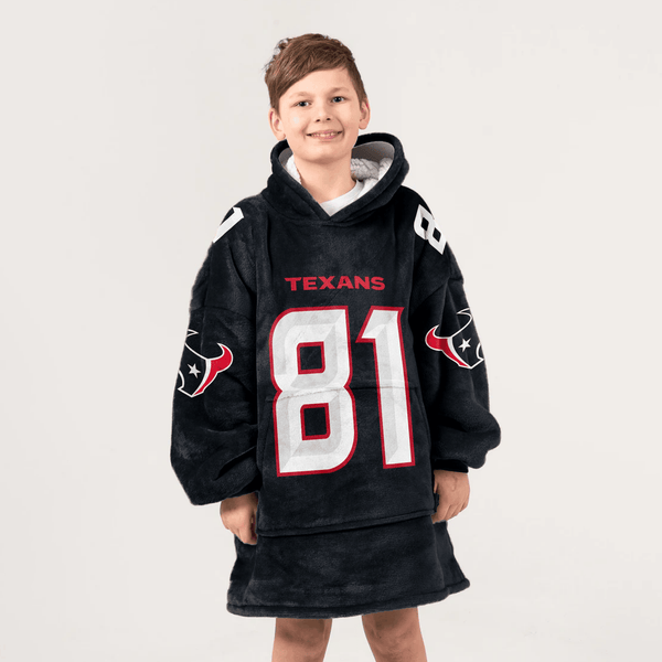 Kid J.H 81 Houston Football Unisex Blanket Hoodie
