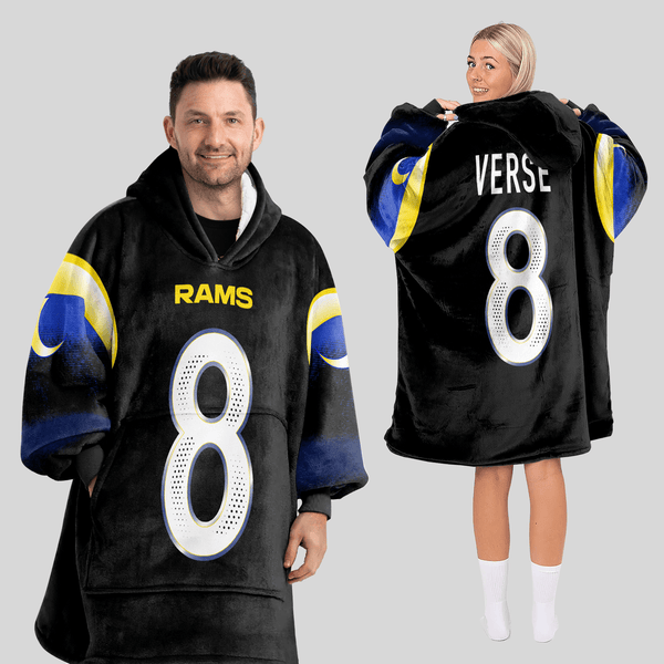 Adult J.V 8 Los Angeles R Football Unisex Blanket Hoodie