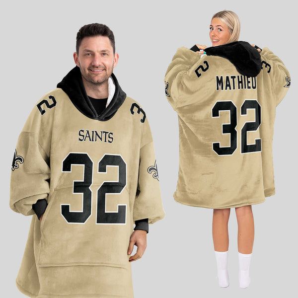 Adult T.M 32 New Orleans Football Unisex Blanket Hoodie