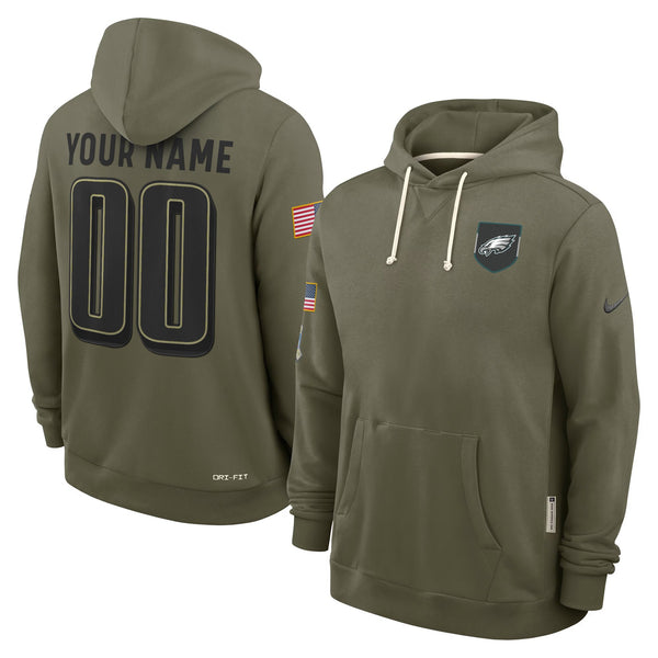 Philadelphia Eagles 2025 Salute to Service Custom Pullover Hoodie - All Print
