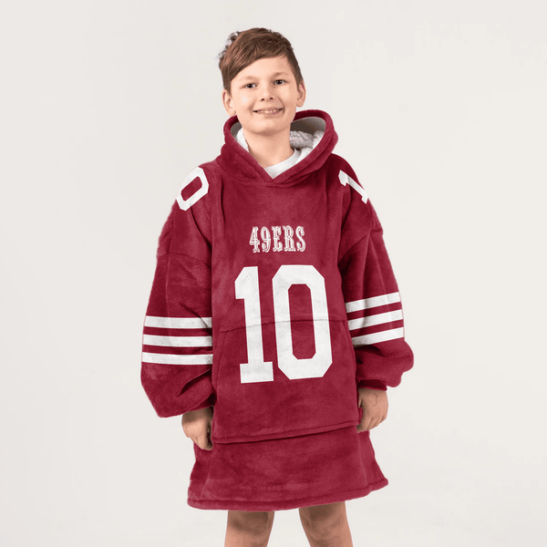 Kid M.J 10 San Francisco Football Unisex Blanket Hoodie