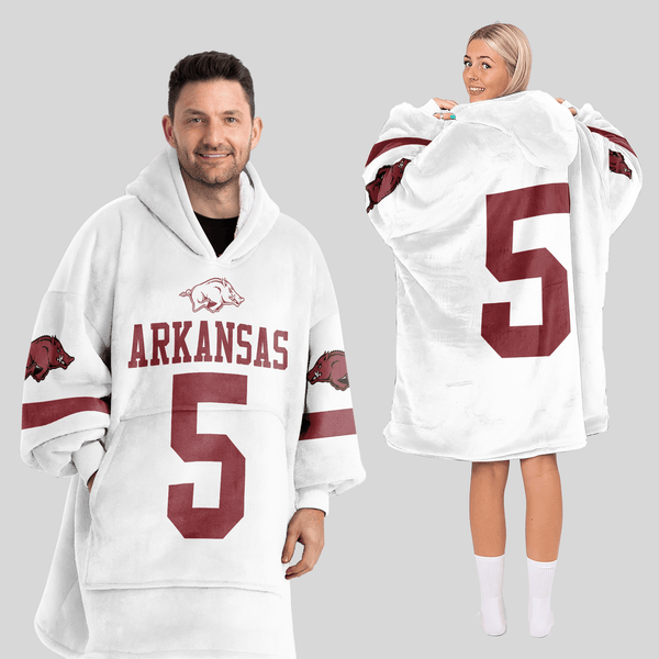 Adult #5 Arkansas Football Unisex Blanket Hoodie
