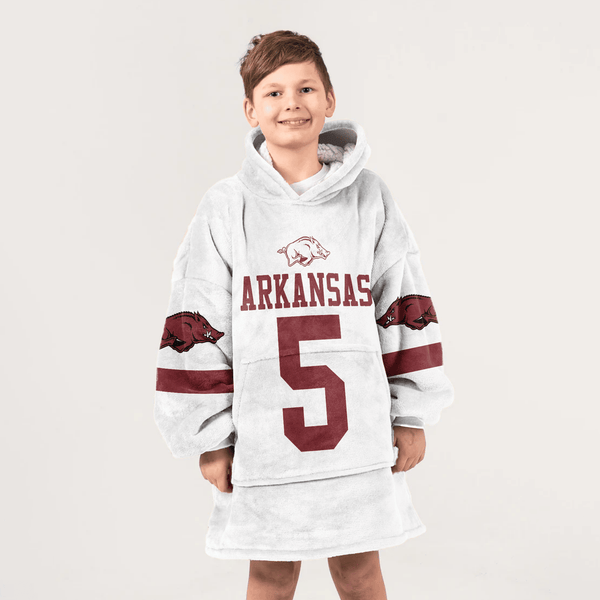 Kid #5 Arkansas Football Unisex Blanket Hoodie
